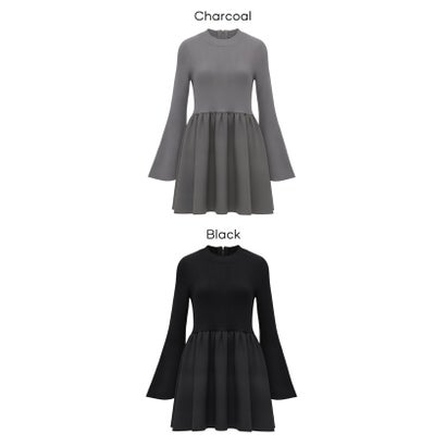 コカ coca ドッキングゴールドファスナーペプラムニットトップス （Charcoal）｜詳細画像