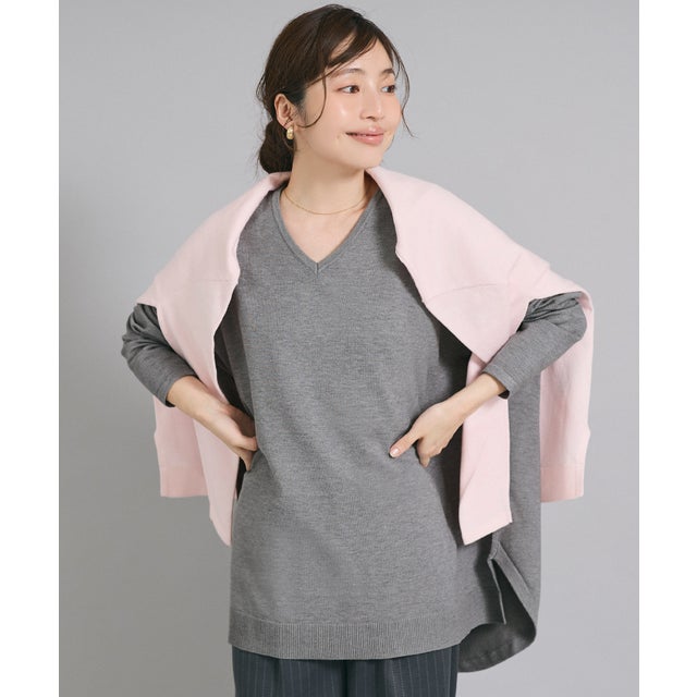 vネックビックニットトップス （Gray）