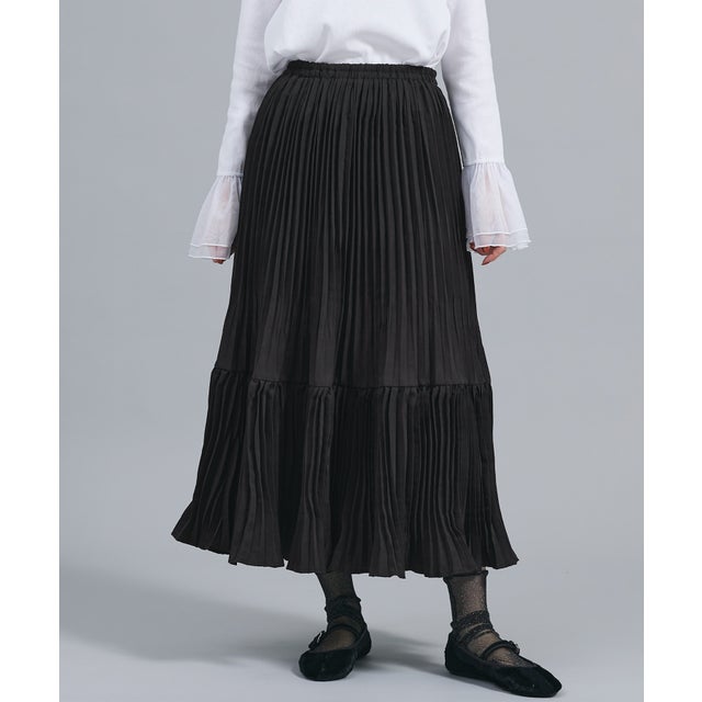 プリーツフレアスカート （Black）