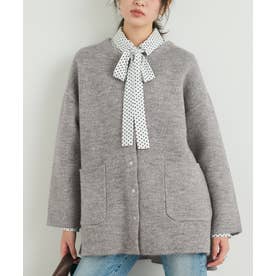 ダブルフェイスニットクルーコーディガン （Gray）