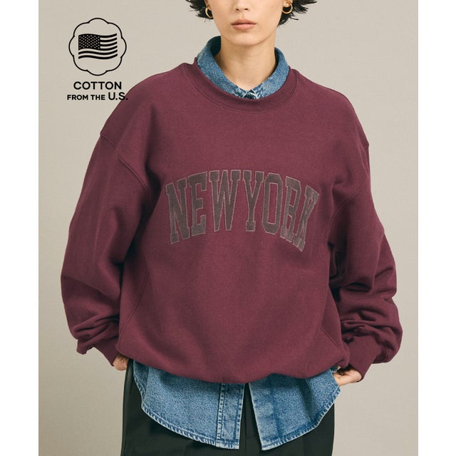 COTTON from the U.S.裏毛ベロアワッペンスウェットトップス （Wine）