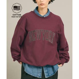 COTTON from the U.S.裏毛ベロアワッペンスウェットトップス （Wine）