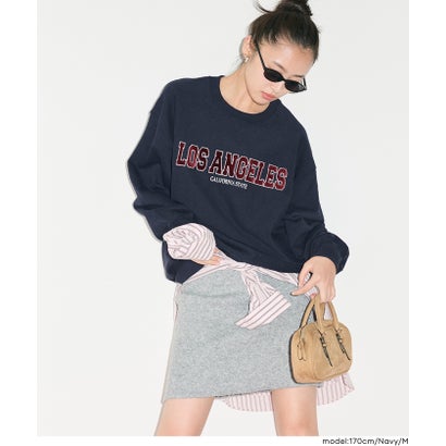 コカ coca COTTON from the U.S.裏毛ベロアワッペンスウェットトップス （Navy）｜詳細画像