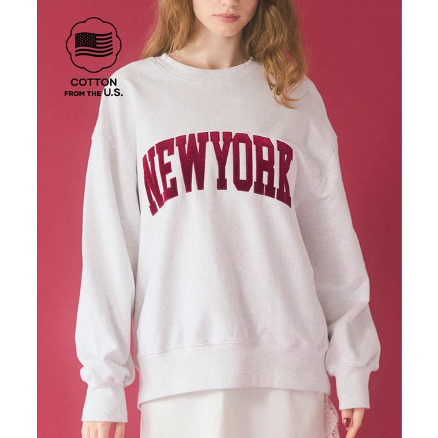 COTTON from the U.S.裏毛ベロアワッペンスウェットトップス （White）