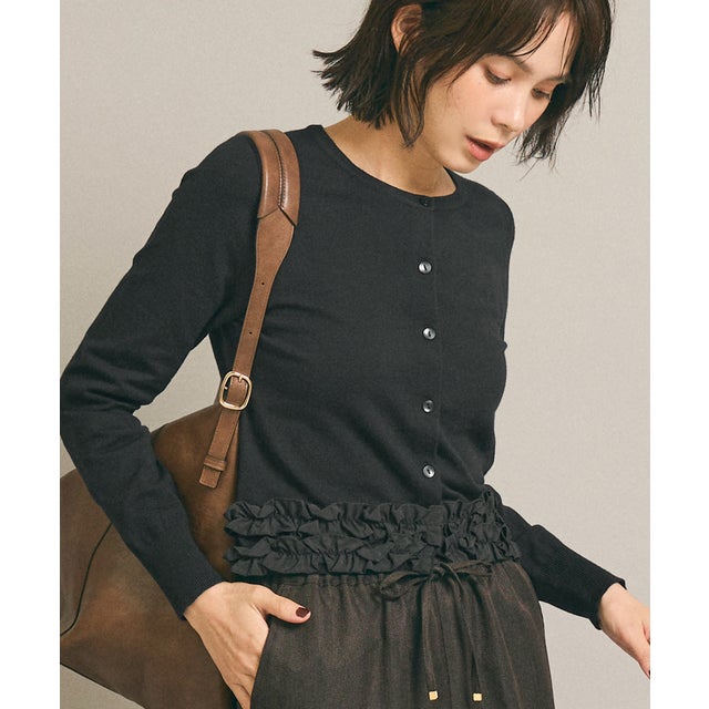 ホイップフリルニットカーディガン （Black）