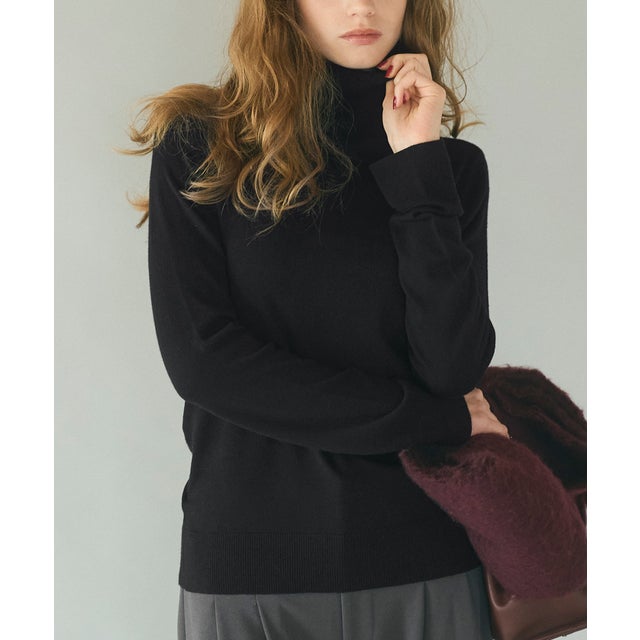 モイスチャーハイネックニットトップス （Black）