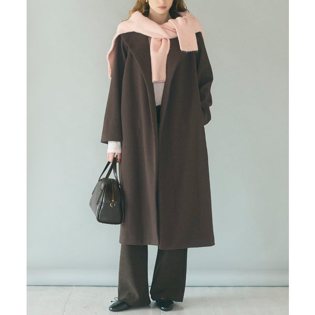 ウールライクロングコート （Brown）