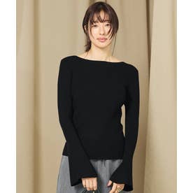 ボートネックフレアスリーブニットトップス （Black）