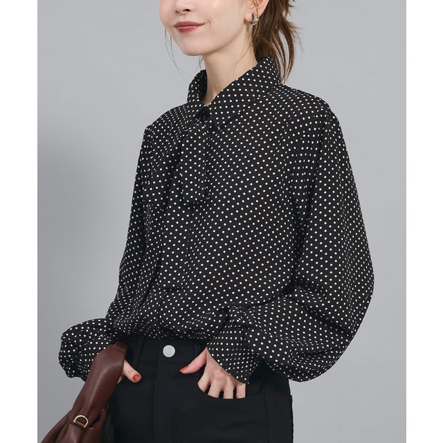 とろみドットボウタイブラウス （Black）