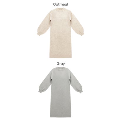 長袖ロングニットワンピース （Gray）｜詳細画像