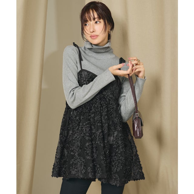 フラワーチュールキャミソールチュニック （Black）