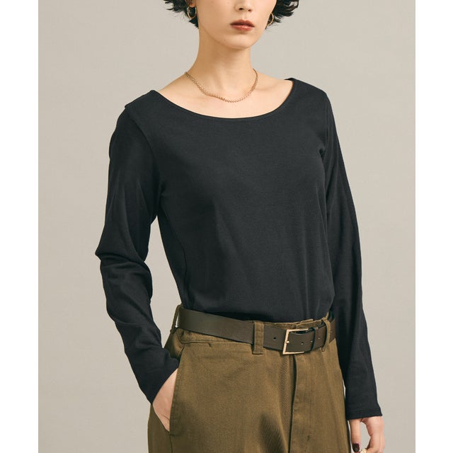リブUネックベーシックロンT （Black）