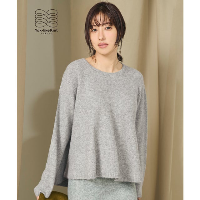 ヤク風Aラインニットトップス （Gray）
