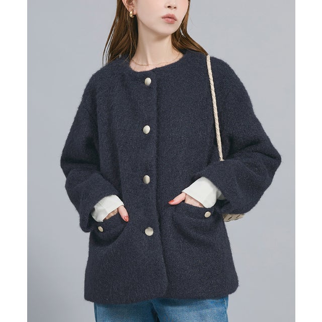 シャギー金ボタンブルゾン （Navy）