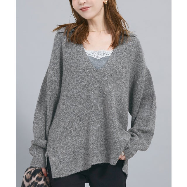 FOXライクスキッパーニットトップス （Charcoal）