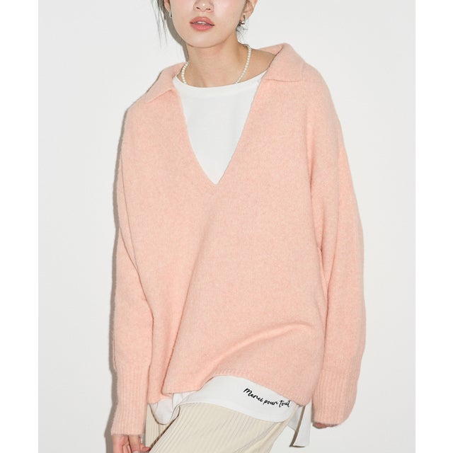 FOXライクスキッパーニットトップス （Lt.pink）