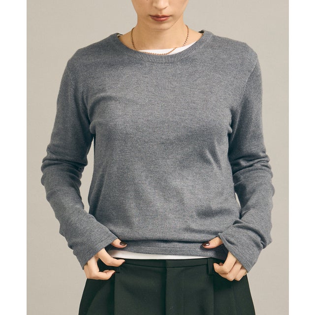 モイスチャークルーネックニットトップス （Gray）