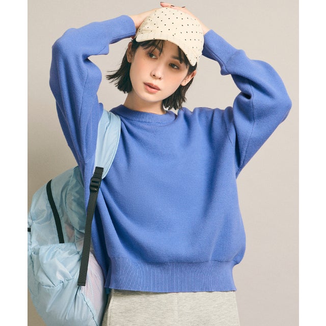 スウェットライクニットトップス （Blue）