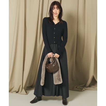 金ボタンドッキングニットワンピース （Black）｜詳細画像