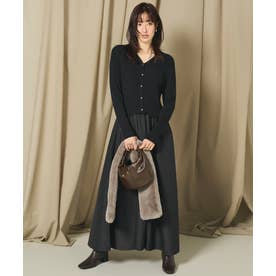 金ボタンドッキングニットワンピース （Black）