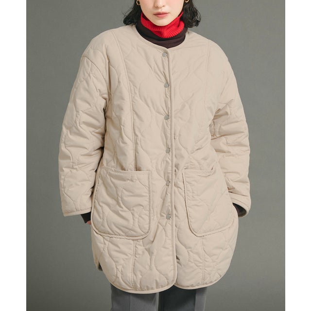 リバーシブルファーキルティングミドルコート （Beige）