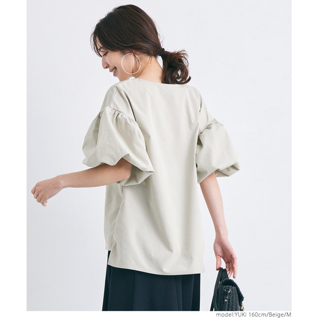 コカ coca ふんわりスリーブVネックブラウス （Beige） -ファッション 