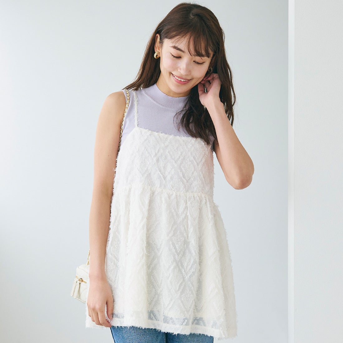 コカ coca ジャカードレースキャミソール （White） -ファッション通販