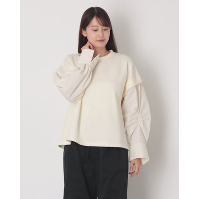 ボリュームスリーブブラウスフェイクレイヤートップス （アイボリー×アイボリー）｜詳細画像