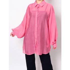 リラックスフィットカラーシアーシャツ（ピンク）