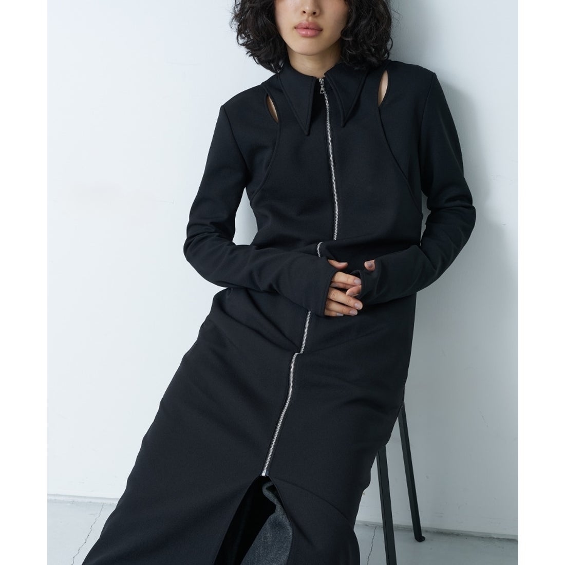 コードエー CODE A CODE A｜Twill jersey dress （ブラック(019 