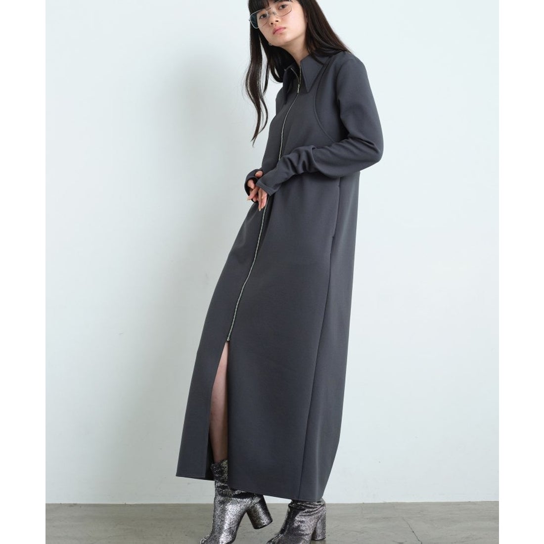 コードエー CODE A CODE A｜Twill jersey dress （ブラック(019 