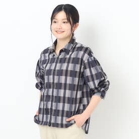 オリジナルチェック ふんわり袖シャツ （ネイビー(294)）