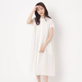【麻100％】ピンタックデザインシャツワンピース （ホワイト(002)）