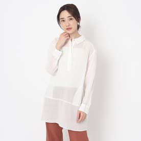 【麻100％】シグネチャー付チュニックシャツ （ホワイト(002)）