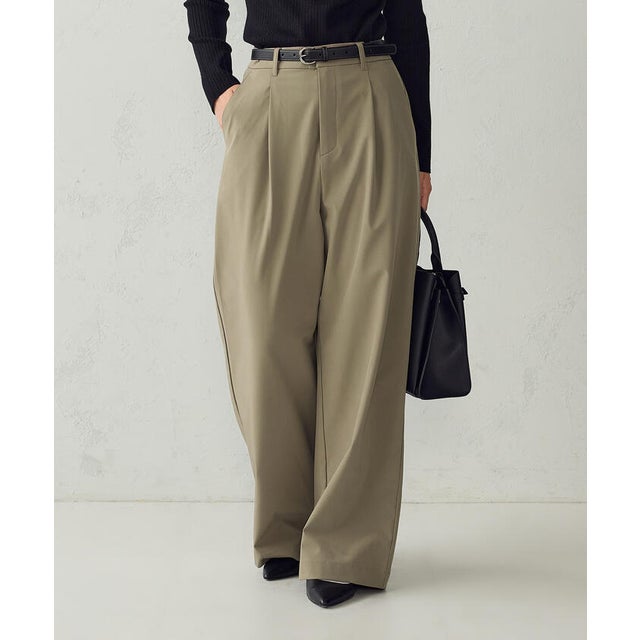 【美しいベーシックパンツ】裏メッシュ ワイドパンツ （グレー系その他）