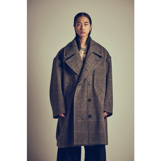 COAT SHETLAND WOOL CHECK （GRAY CHECK）