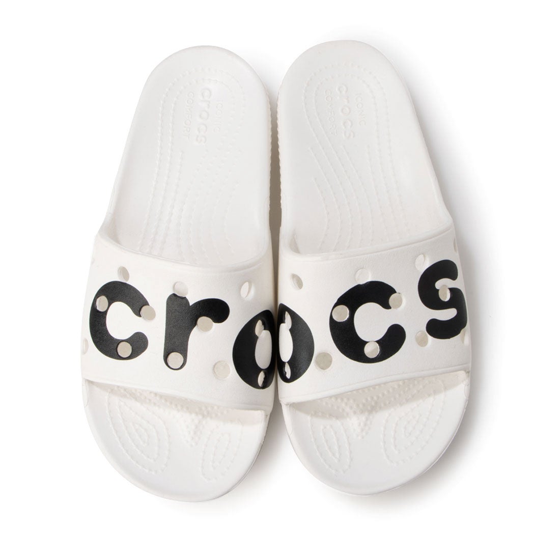 クロックス crocs シャワーサンダル Classic Crocs Logo Slide_クラシック クロックス ロゴ スライド 206667-103 （White/Black） -靴