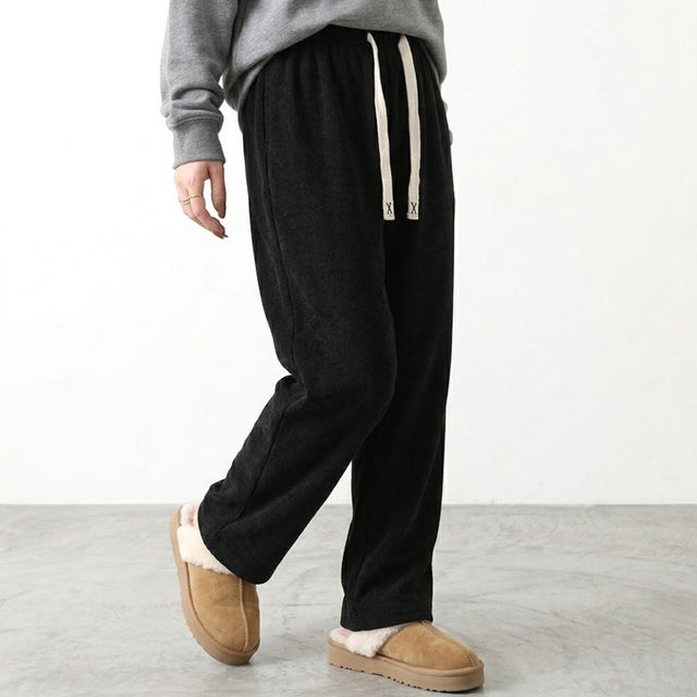 暖バルキーワイドパンツ （ブラック）