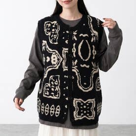 総柄ボタンベスト （ブラック）
