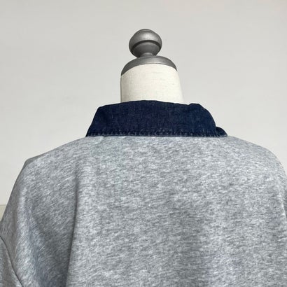 襟デニムロゴプルオーバー （グレー）｜詳細画像