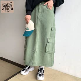 【SOTOASOBI】カラーデニムカーゴスカート （カーキ）