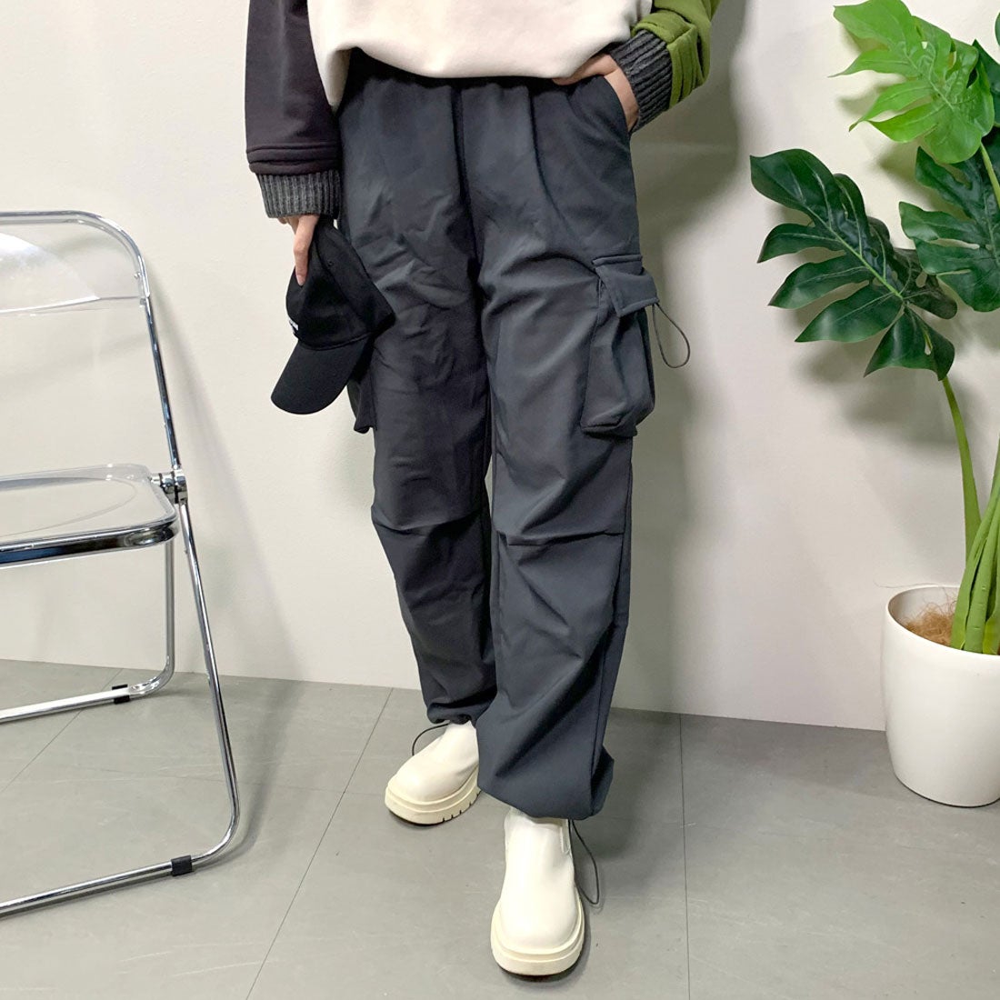 シーアールビー CRB 暖カーゴパンツ （チャコールグレー