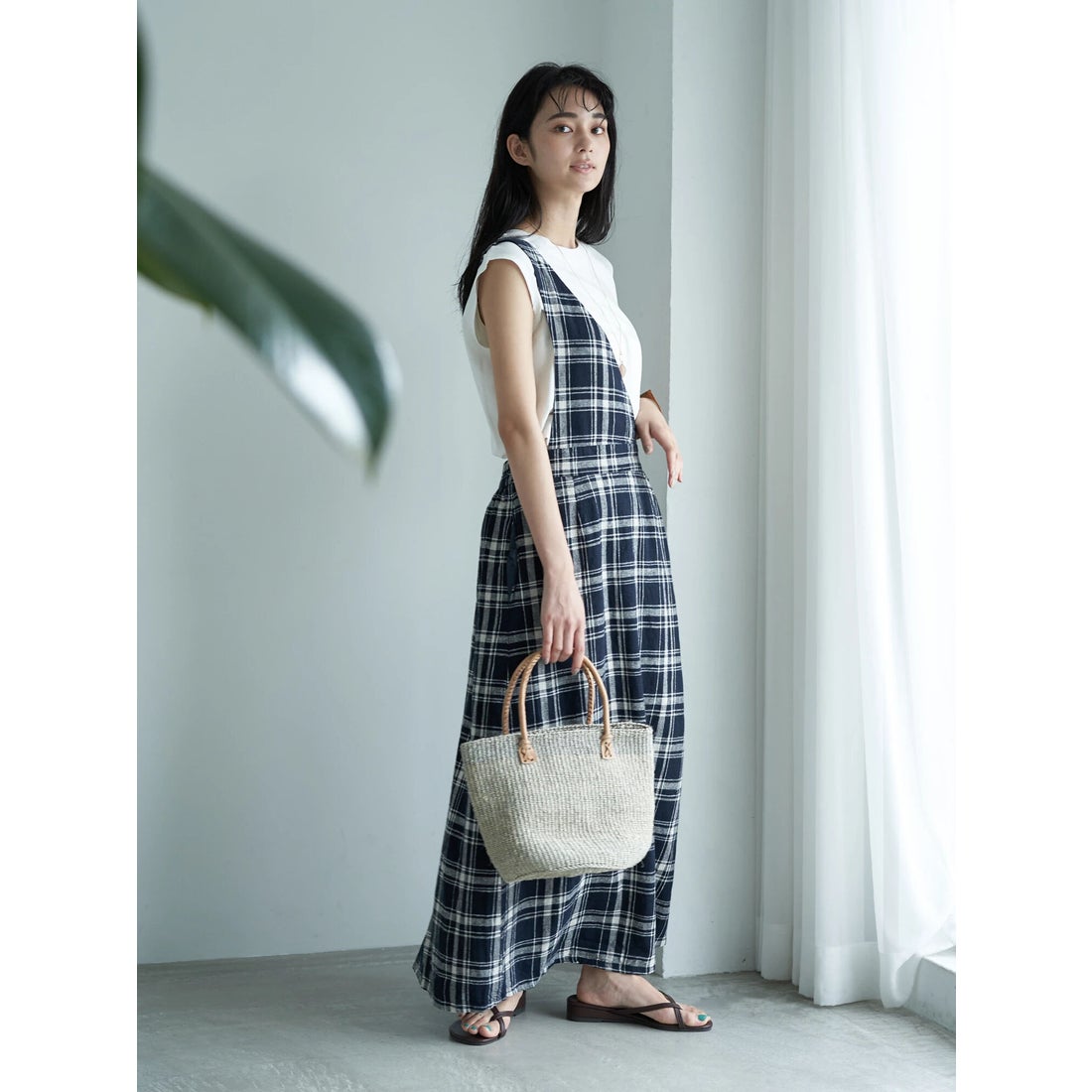 ✨美品✨バレンシアガ　ワンピース　ペンチェック　ショルダーボタン　36 ネイビー クラフトスタンダードブティック CRAFT STANDARD BOUTIQUE 【WEB限定