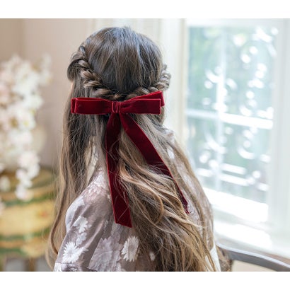ベロアリボンヘアゴム （レッド[RED]）｜詳細画像