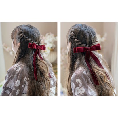 ベロアリボンヘアゴム （レッド[RED]）｜詳細画像