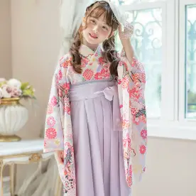 脇ファスナー袴ワンピース （いにしえ華車紫×淡藤袴[9]）