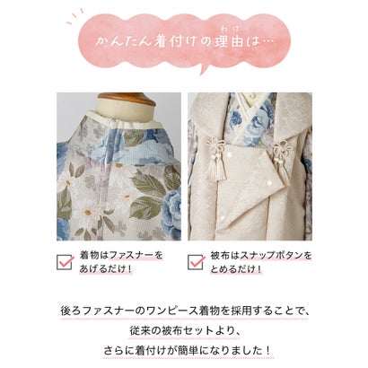 男の子着物ワンピース+被布セット （ゴブランサックス×千草色被布[1]）｜詳細画像