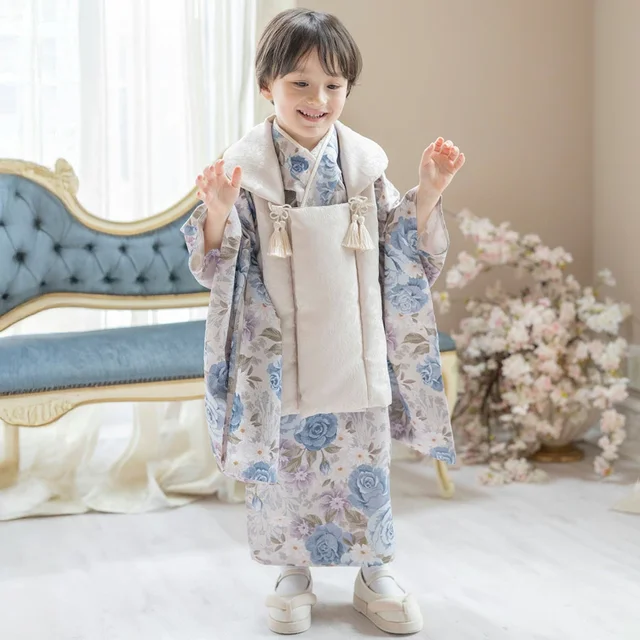 男の子着物ワンピース+被布セット （ゴブランベージュ×亜麻色被布[2]）
