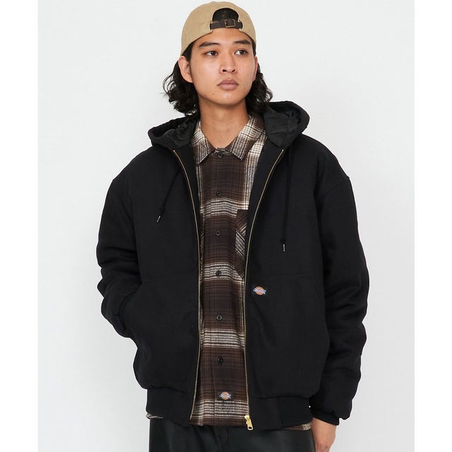 ジップアップ パーカー フーディー メンズ 防風 DUCK （BLK）