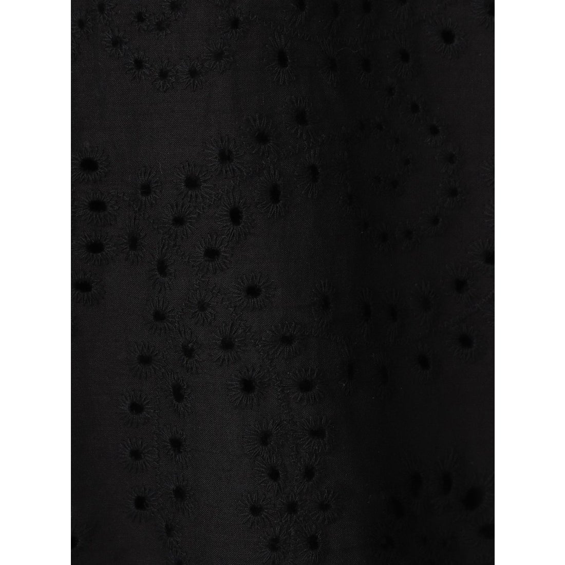 カットワーク刺繍バンドカラーブラウス （ブラック） ドロワットロート 